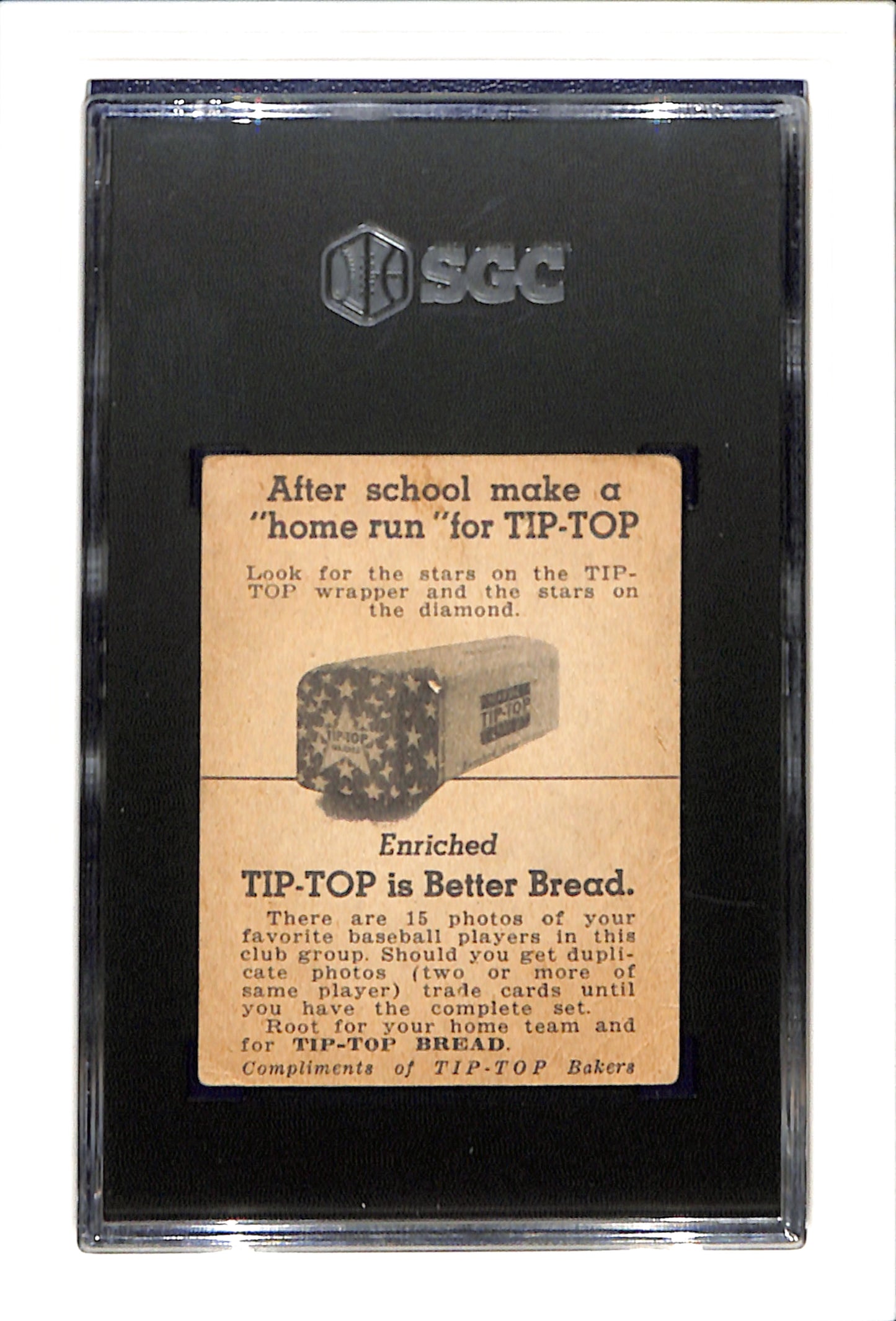 1947 Tip Top Bread Bill Zuber SGC 2 Rare Issue! SN 2742582