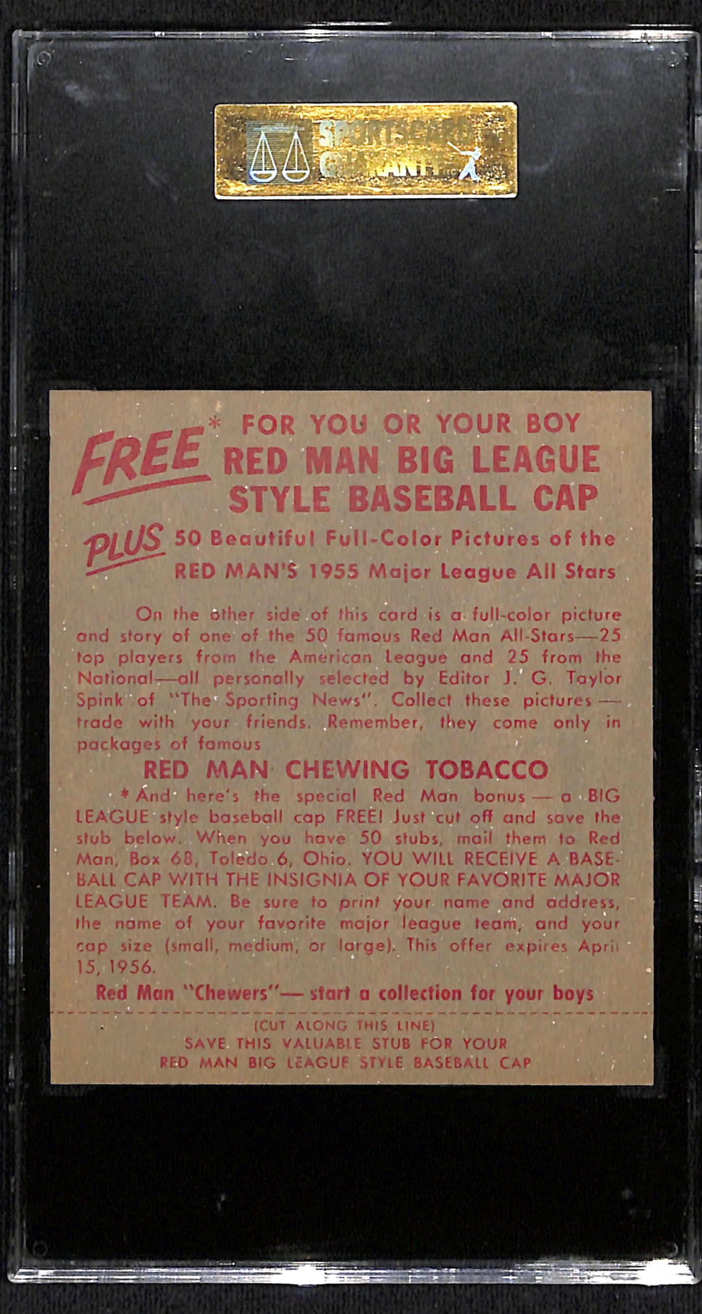 1955 Redman Tobacco NL-10 Warren Spahn SGC 8