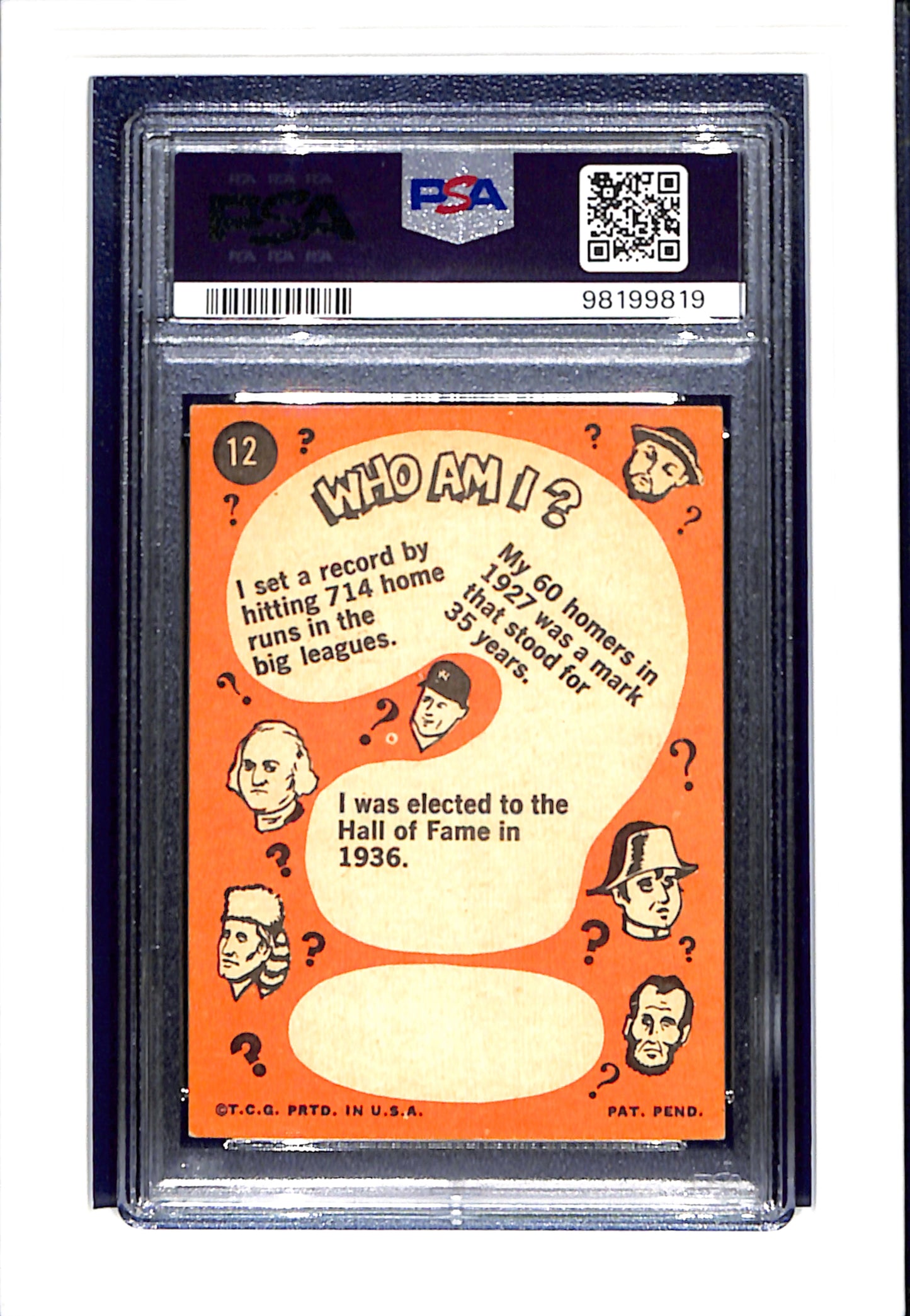 1967 Topps Who AM I #12 Babe Ruth PSA 5 SN 98199819