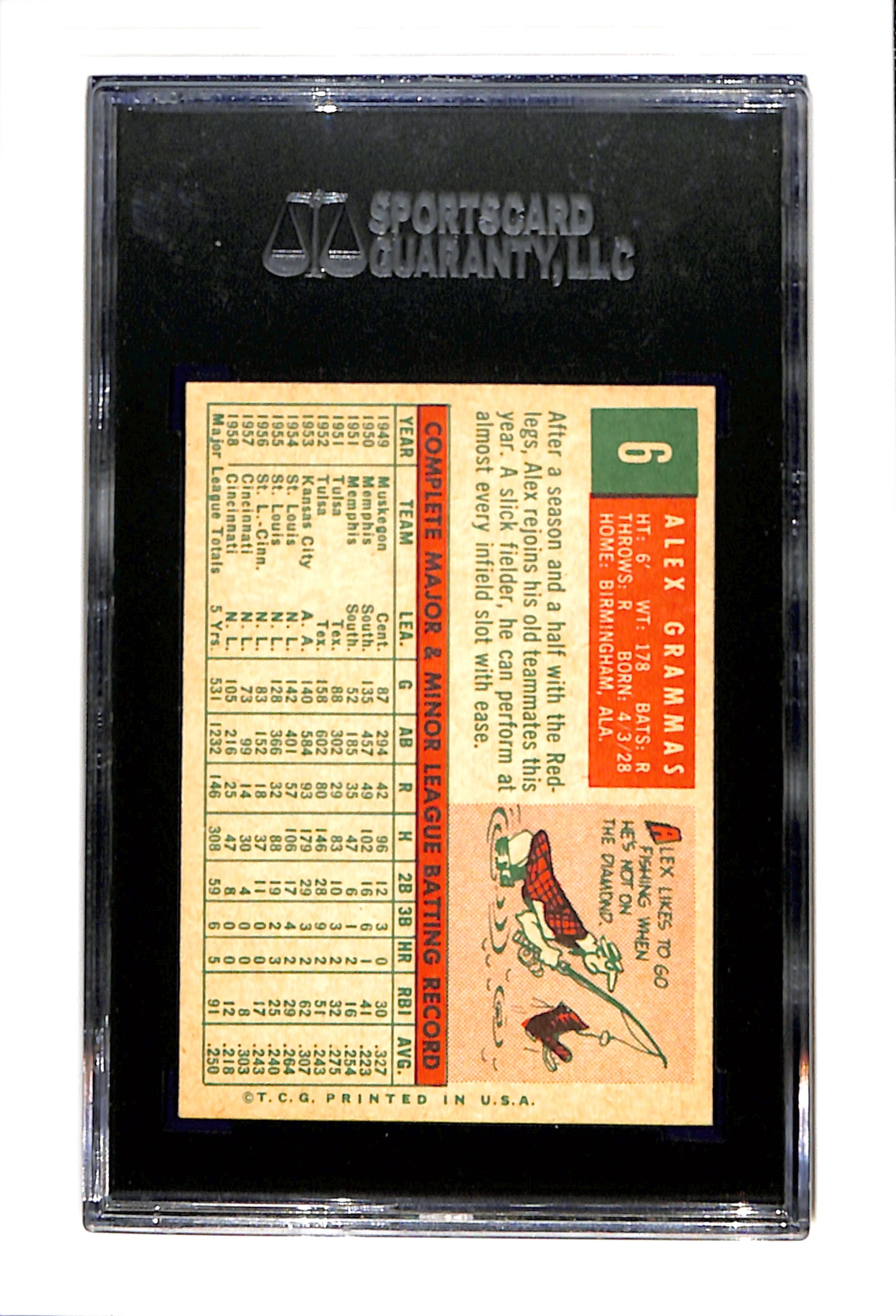 1959 Topps #6 Alex Grammas SGC 7.5