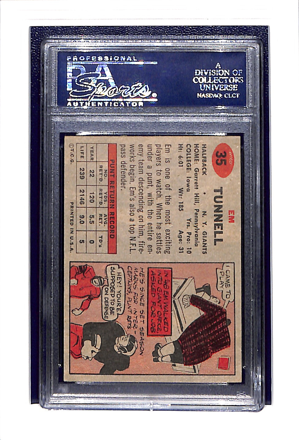1957 Topps #35 Emlen Tunnell PSA 8
