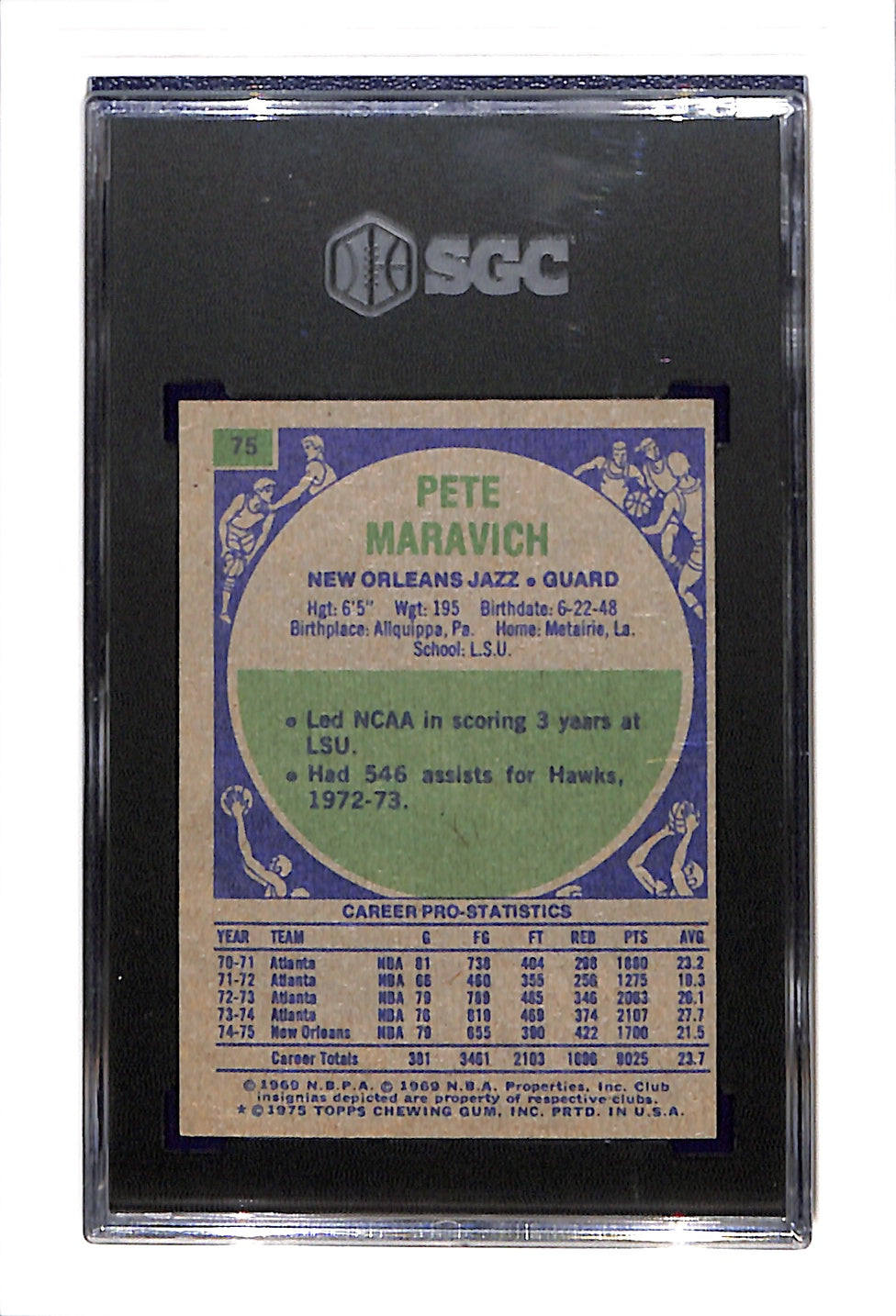 1975-76 Topps #75 Pete Maravich SGC 5