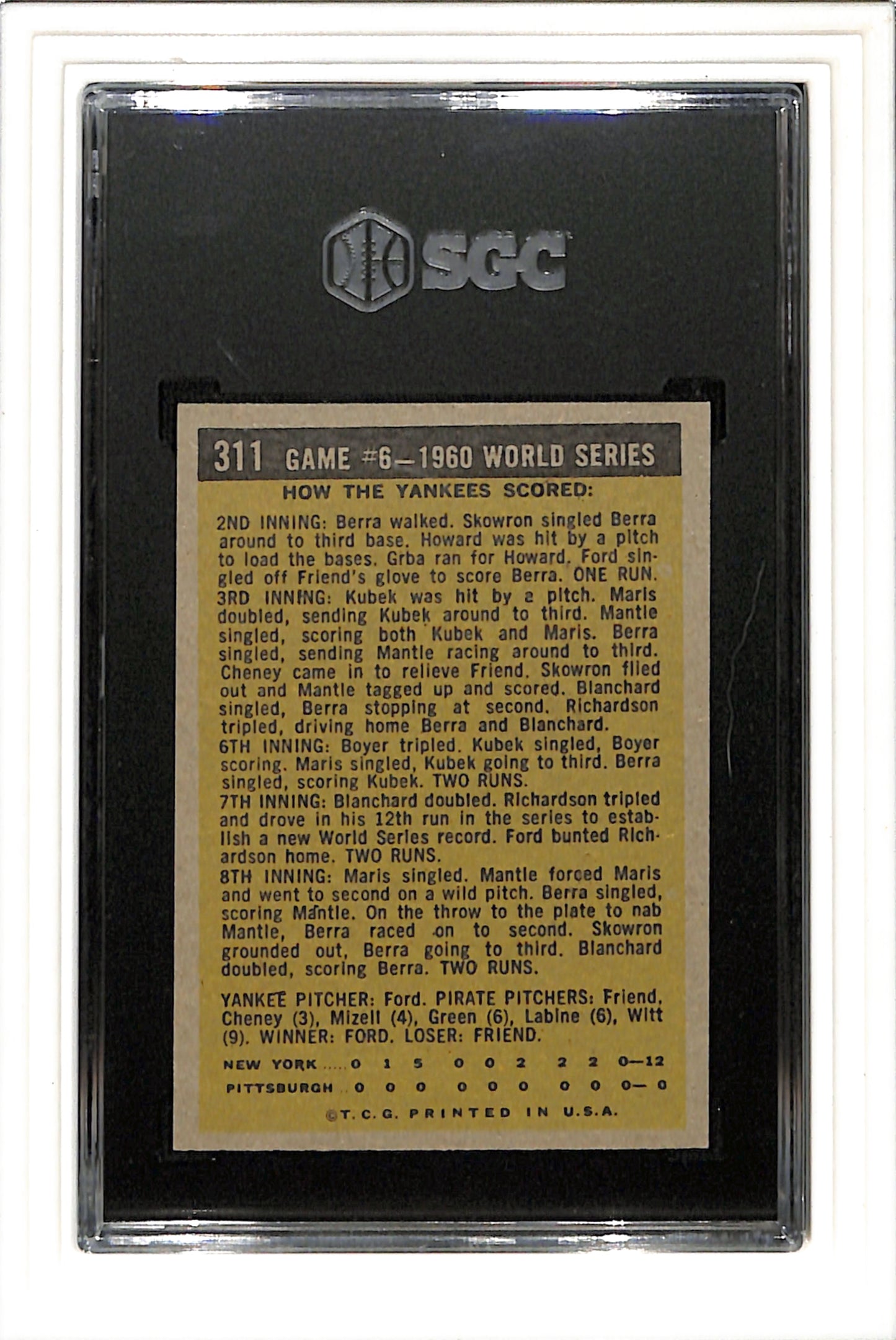 1961 Topps #311 World Series Game #6 SGC 5.5 SN 1084963