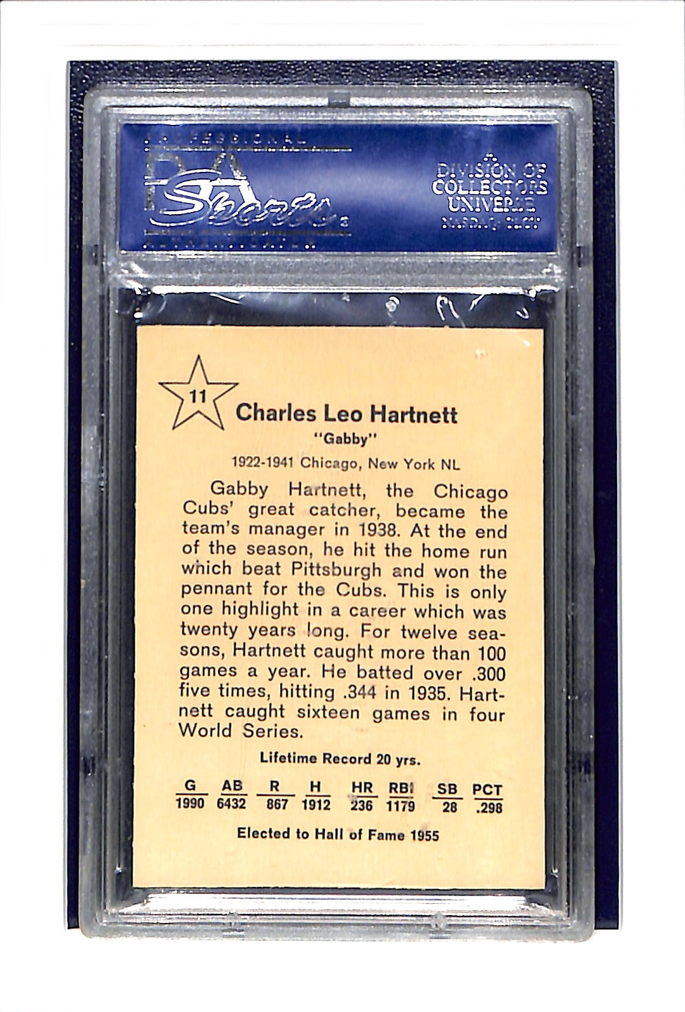1961 Golden Press #11 Gabby Hartnett PSA 9 Chicago Cubs