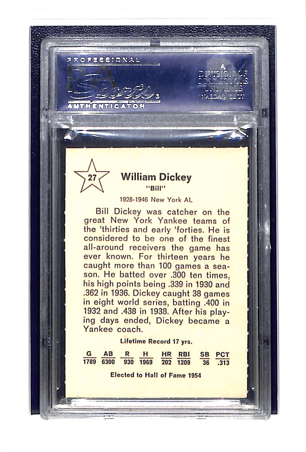 1961 Golden Press #27 Bill Dickey PSA 9 New York Yankees