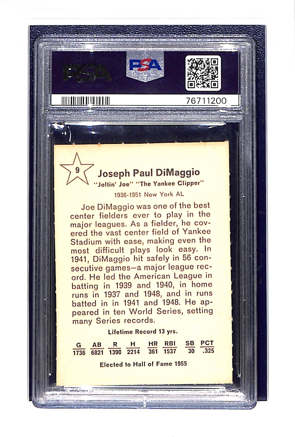 1961 Golden Press #9 Joe Dimaggio PSA 6 New York Yankees