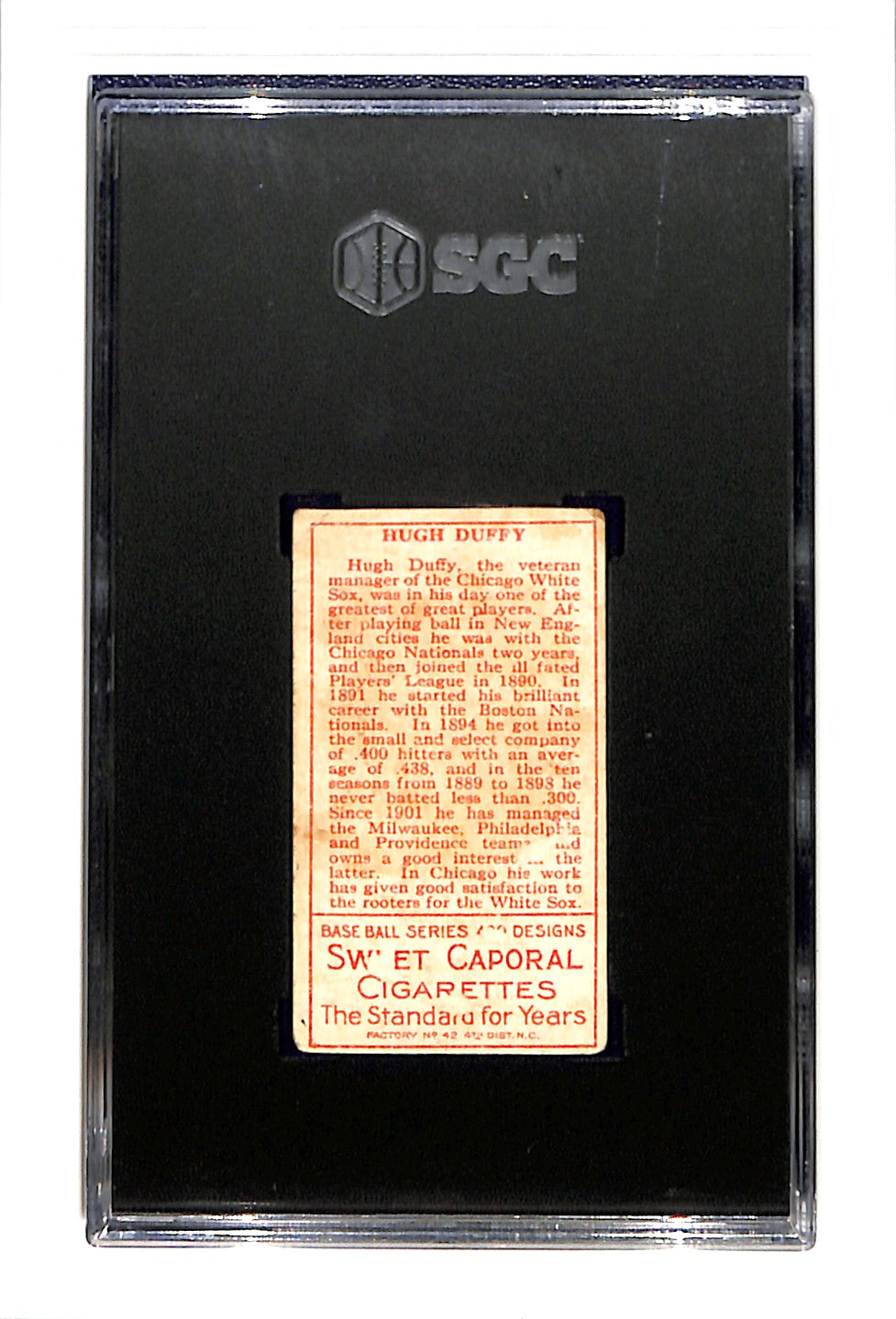 1911 T205 Hugh Duffy Sweet Caporal SGC A