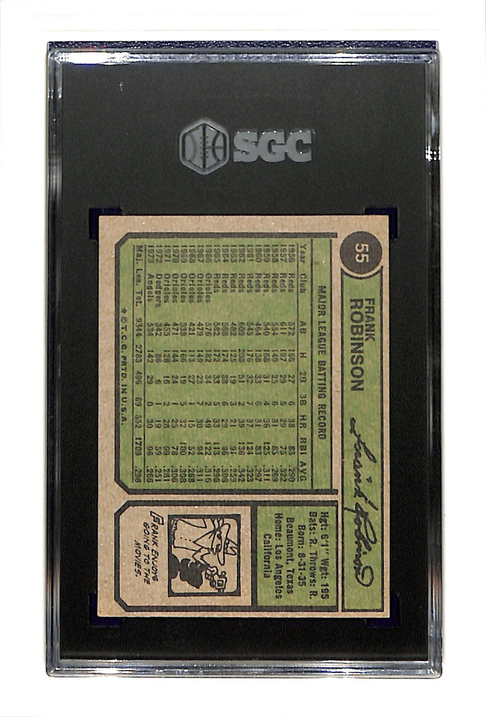 1974 Topps #55 Frank Robinson SGC 6 SN 4063281