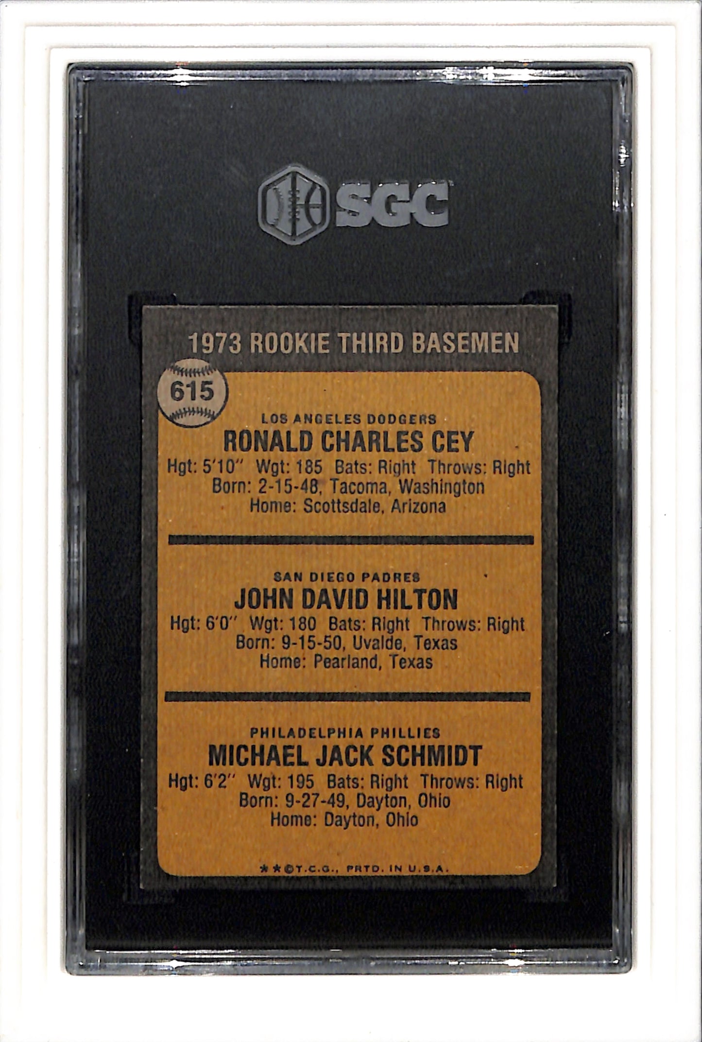 1973 Topps #615 Mike Schmidt SGC 5 SN 0011477