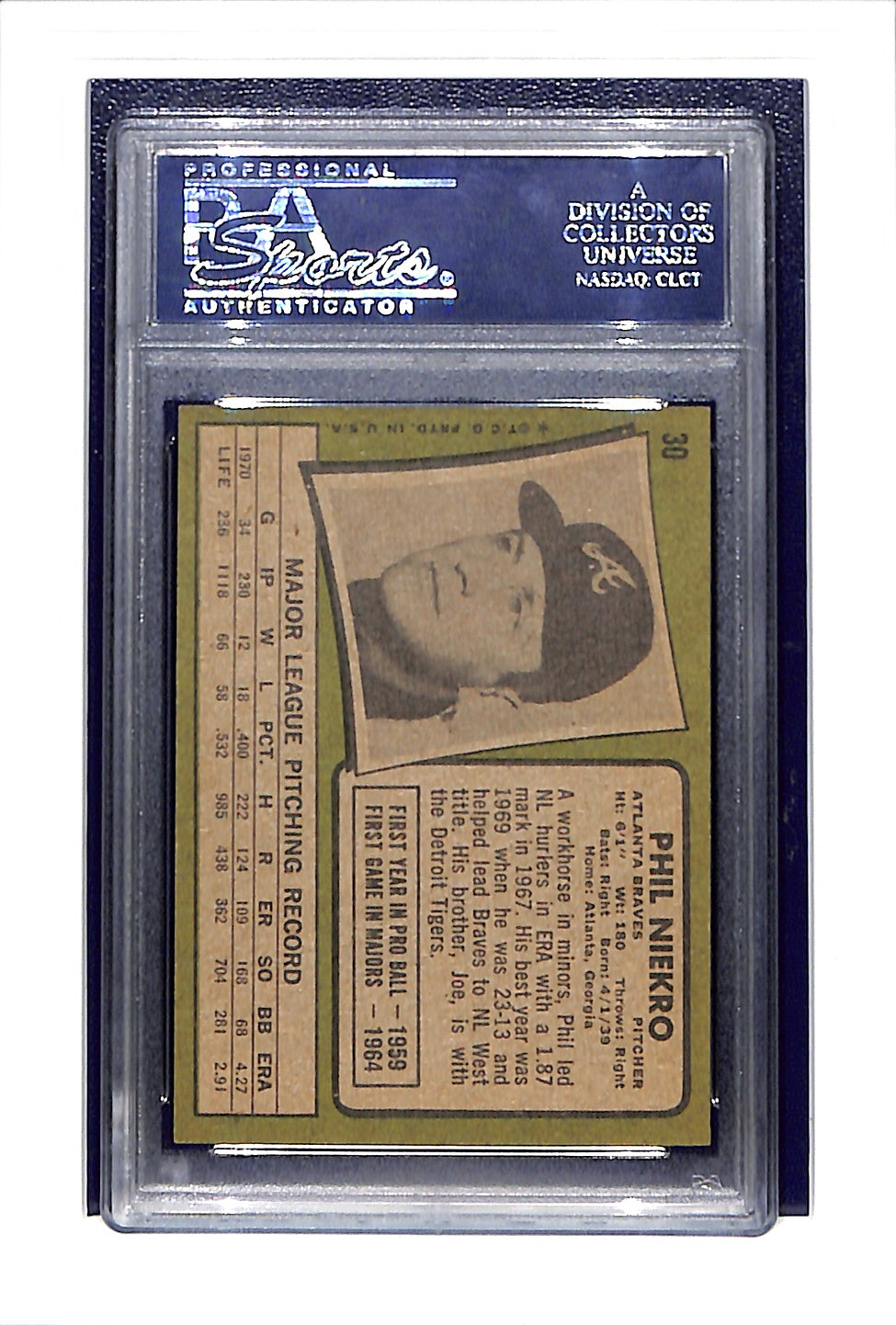1971 Topps #30 Phil Niekro PSA 7