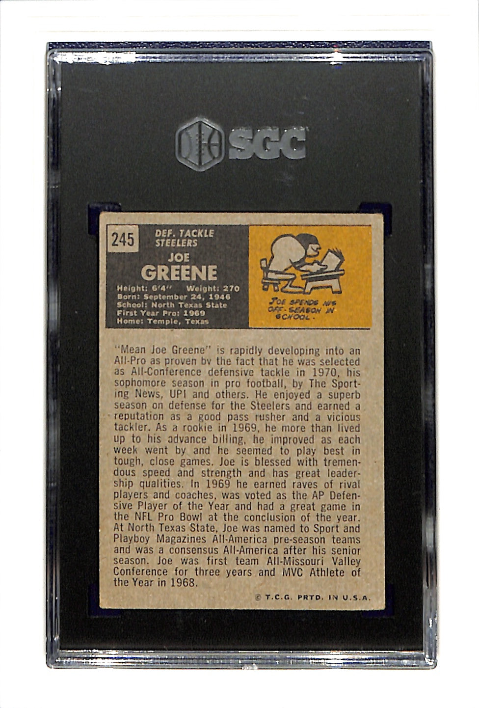 1971 Topps #245 Joe Greene RC SGC 3.5 SN 3319335