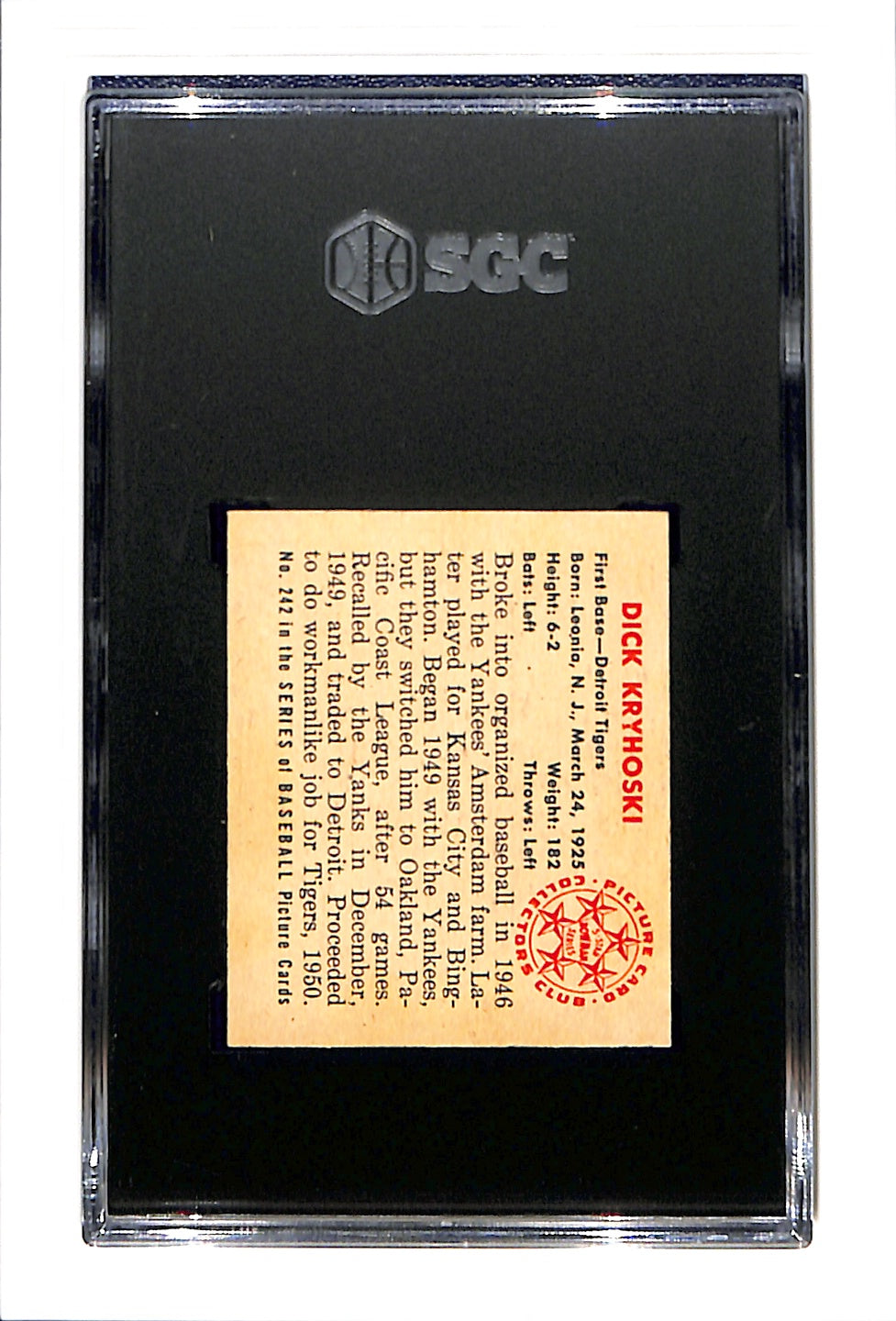 1950 Bowman #242 Dick Kryhoski SGC 4 No Copyright