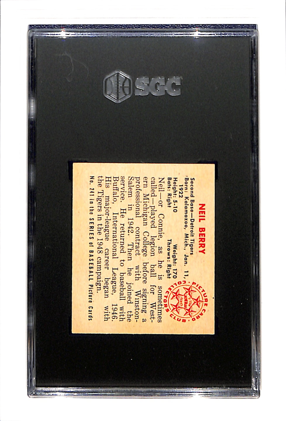 1950 Bowman #241 Neil Berry SGC 5 No Copyright