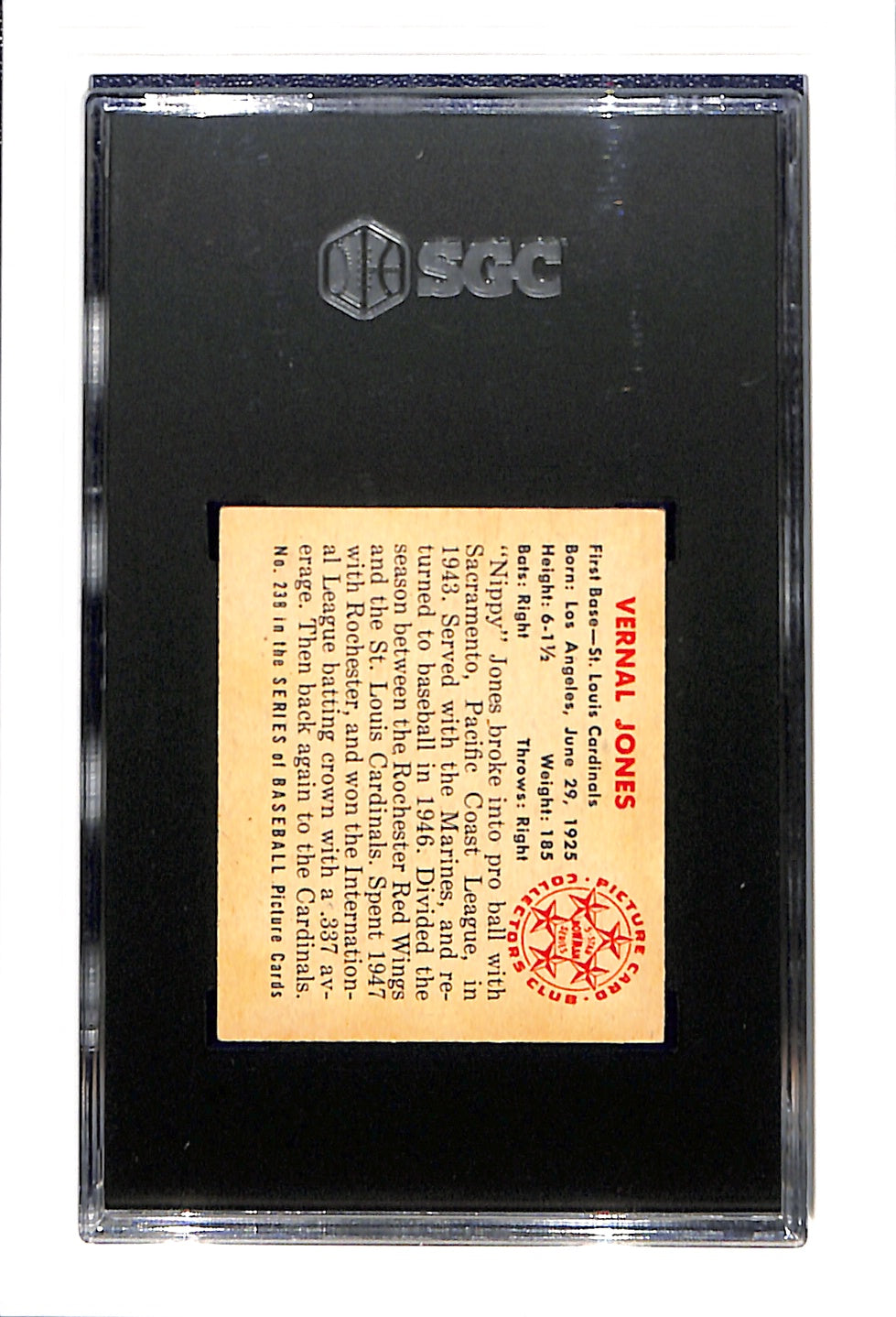 1950 Bowman #238 Nippy Jones SGC 5 No Copyright