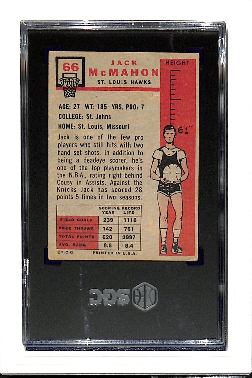 1957-58 #66 Jack McMahon SGC 4.5