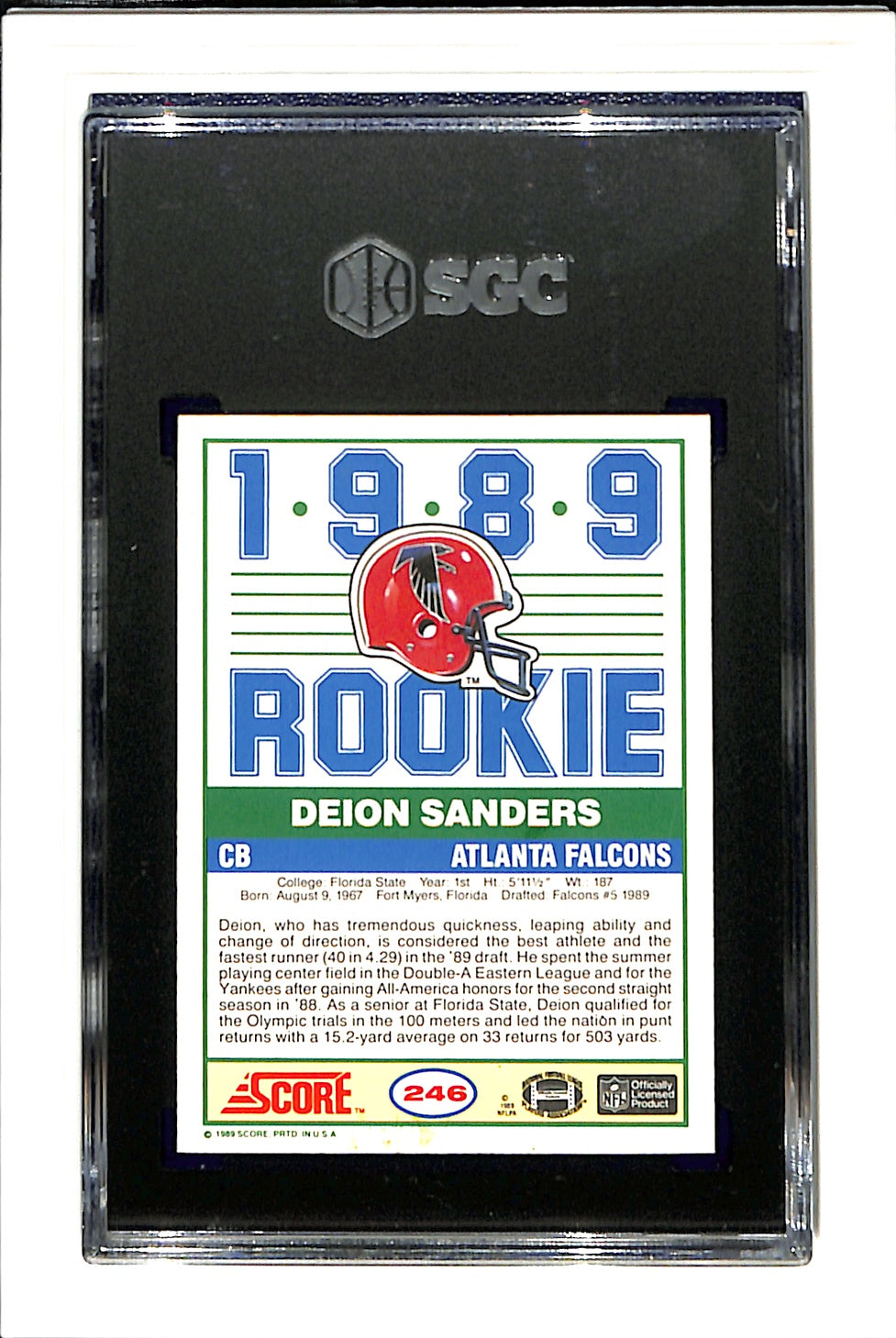 1989 Score #246 Deion Sanders RC SGC 8