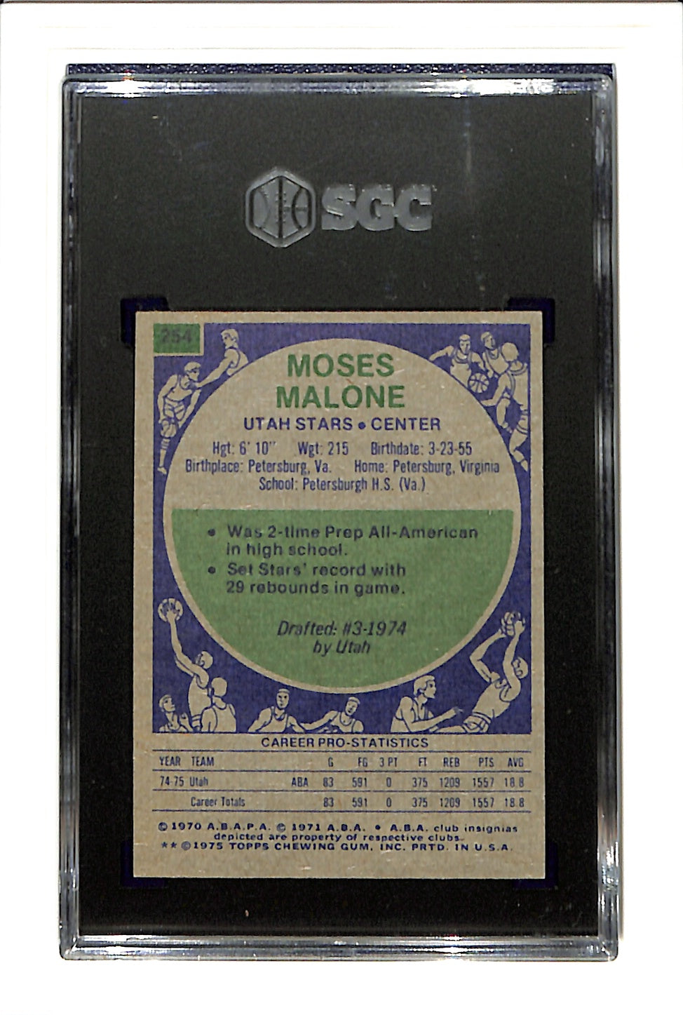 1975-76 Topps #254 Moses Malone SGC 6 SN 1920723