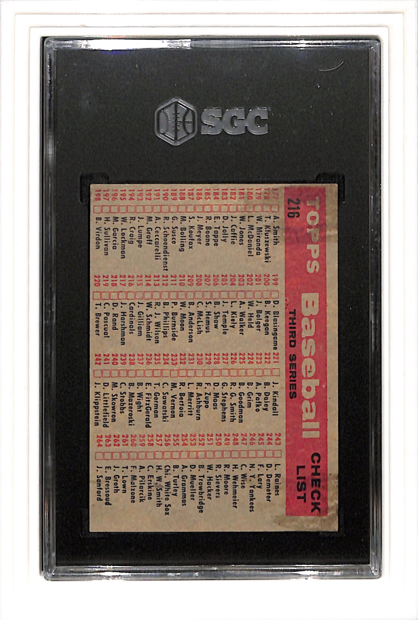 1956 Topps #216 St Louis Cardinals SGC 4 SN 9374143