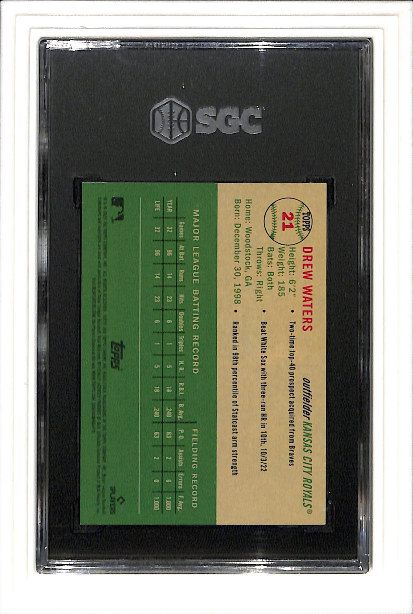 2023 Topps Chrome Platinum Anniversary #21 Drew Waters SGC 10 148/150