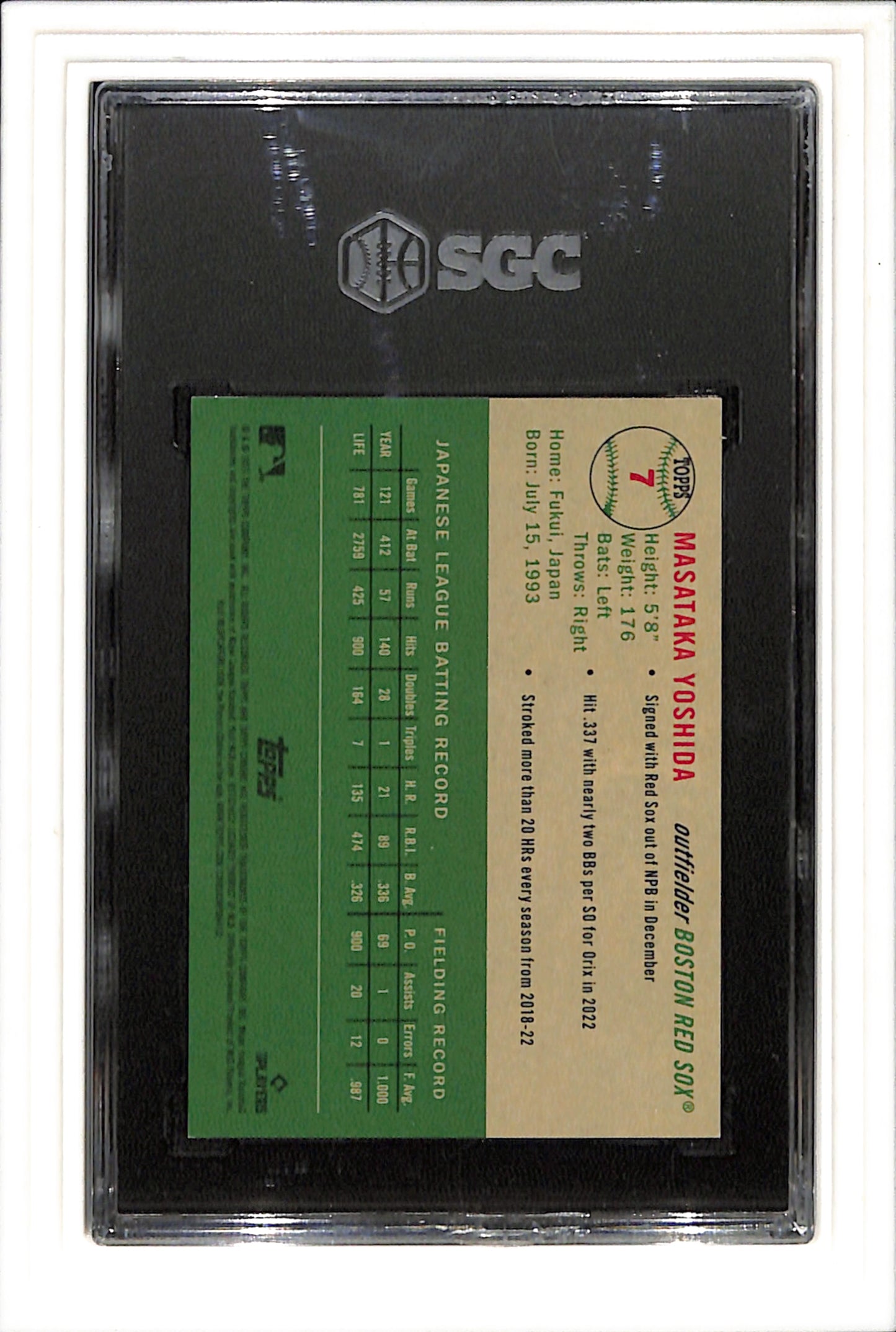 2023 Topps Chrome Platinum Anniversary #7 Masataka Yoshida SGC 9.5 83/150