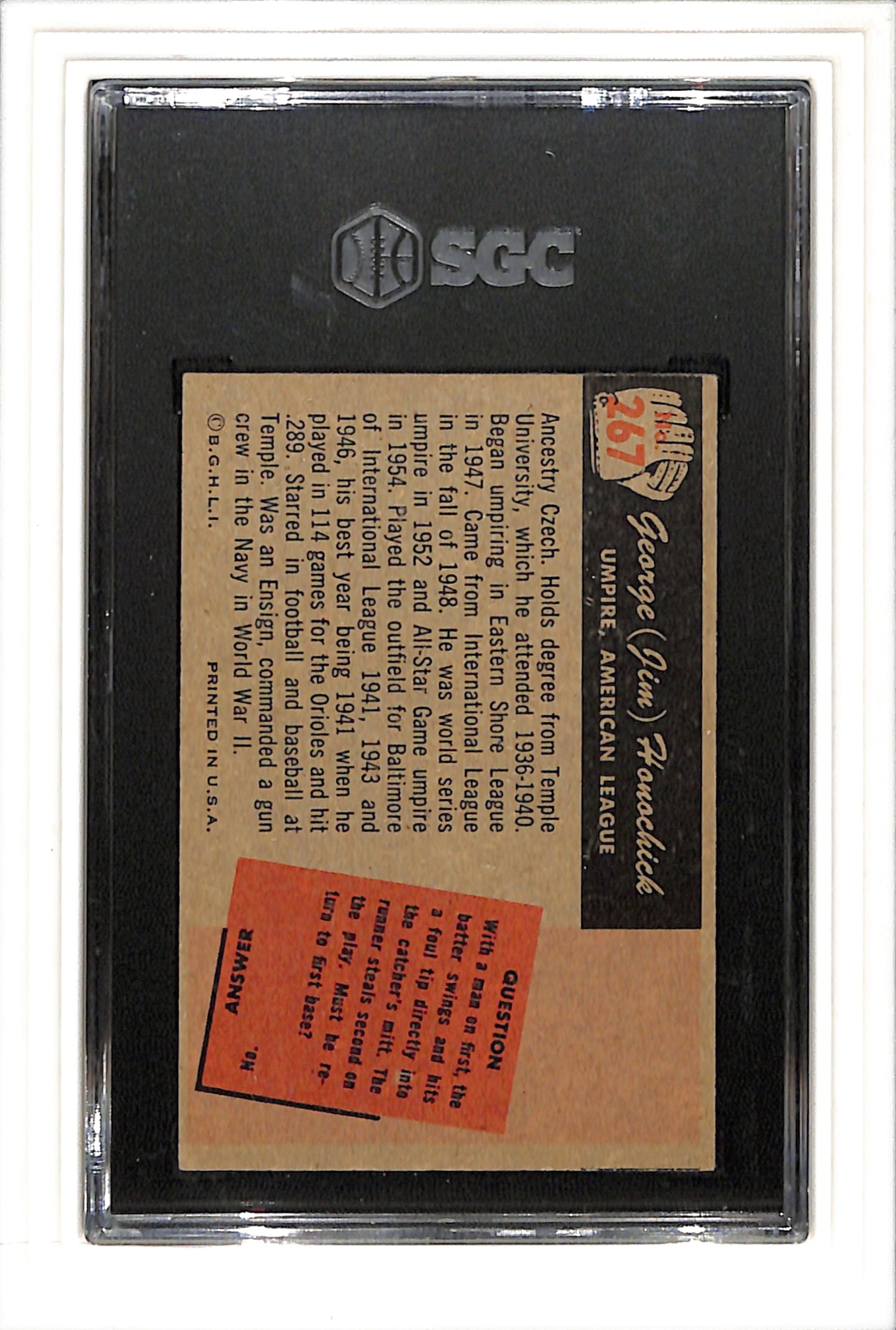 1955 Bowman #267 George Honochick SGC 5.5 SN 6486729