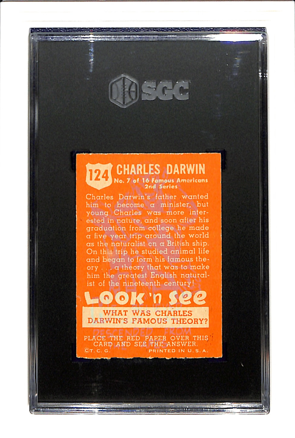 1952 Look 'n See #124 Charles Darwin SGC 3