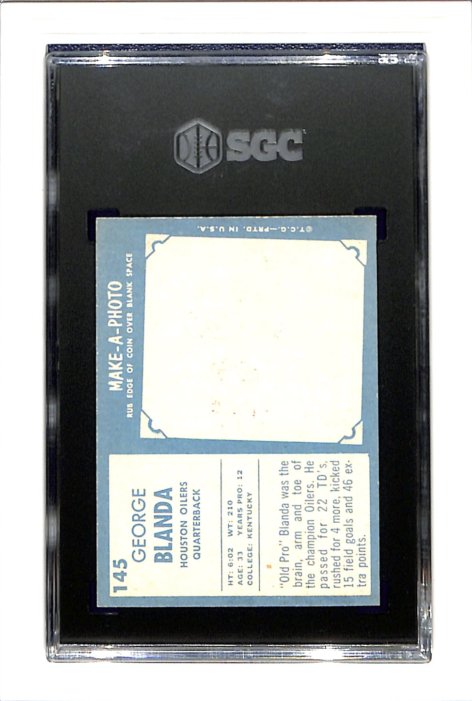 1961 Topps #145 George Blanda SGC 7.5