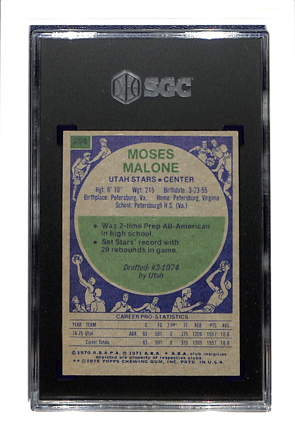 1975-76 Topps #254 Moses Malone SGC 6 SN 1776839