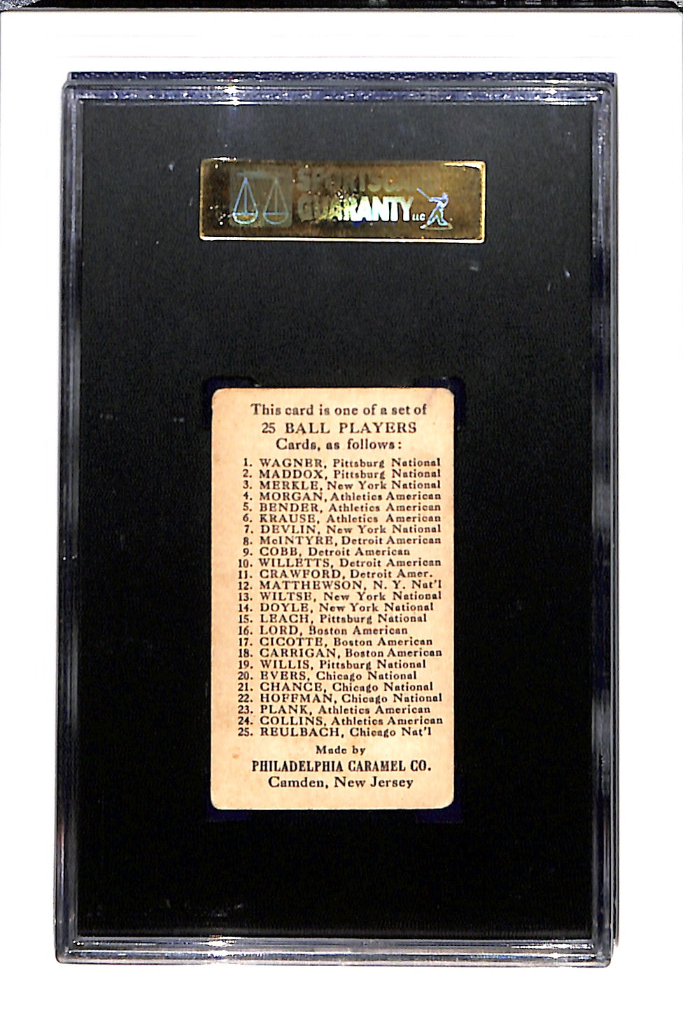 1909 E95 Philadelphia Caramel Nick Maddox SGC 3