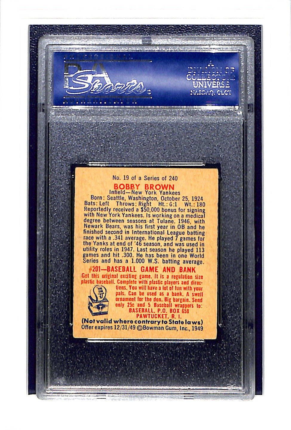 1949 Bowman #19 Bobby Brown PSA 6