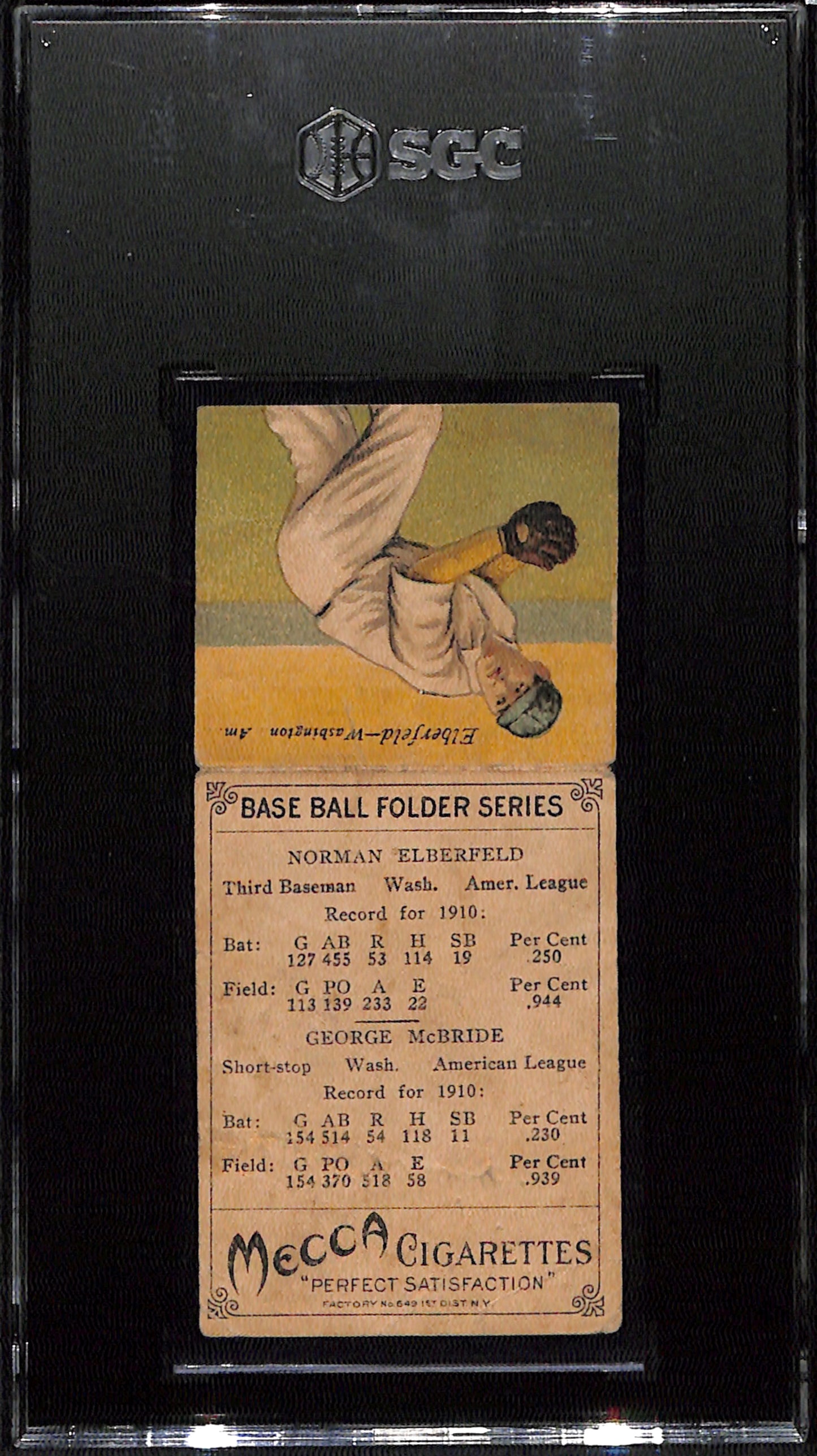 1911 T201 Mecca Double Folders Norman Elberfeld & George McBride SGC 1