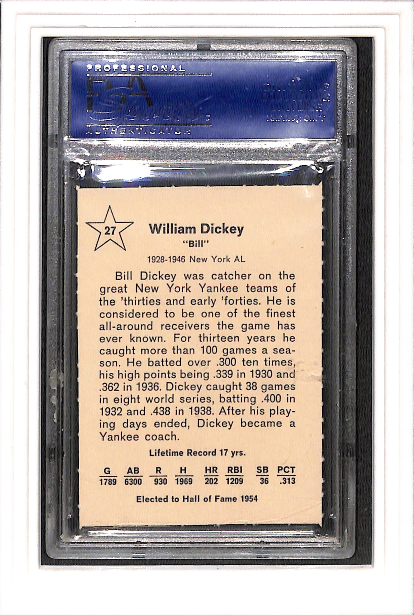 1961 Golden Press #27 Bill Dickey PSA 9 New York Yankees SN 14159069