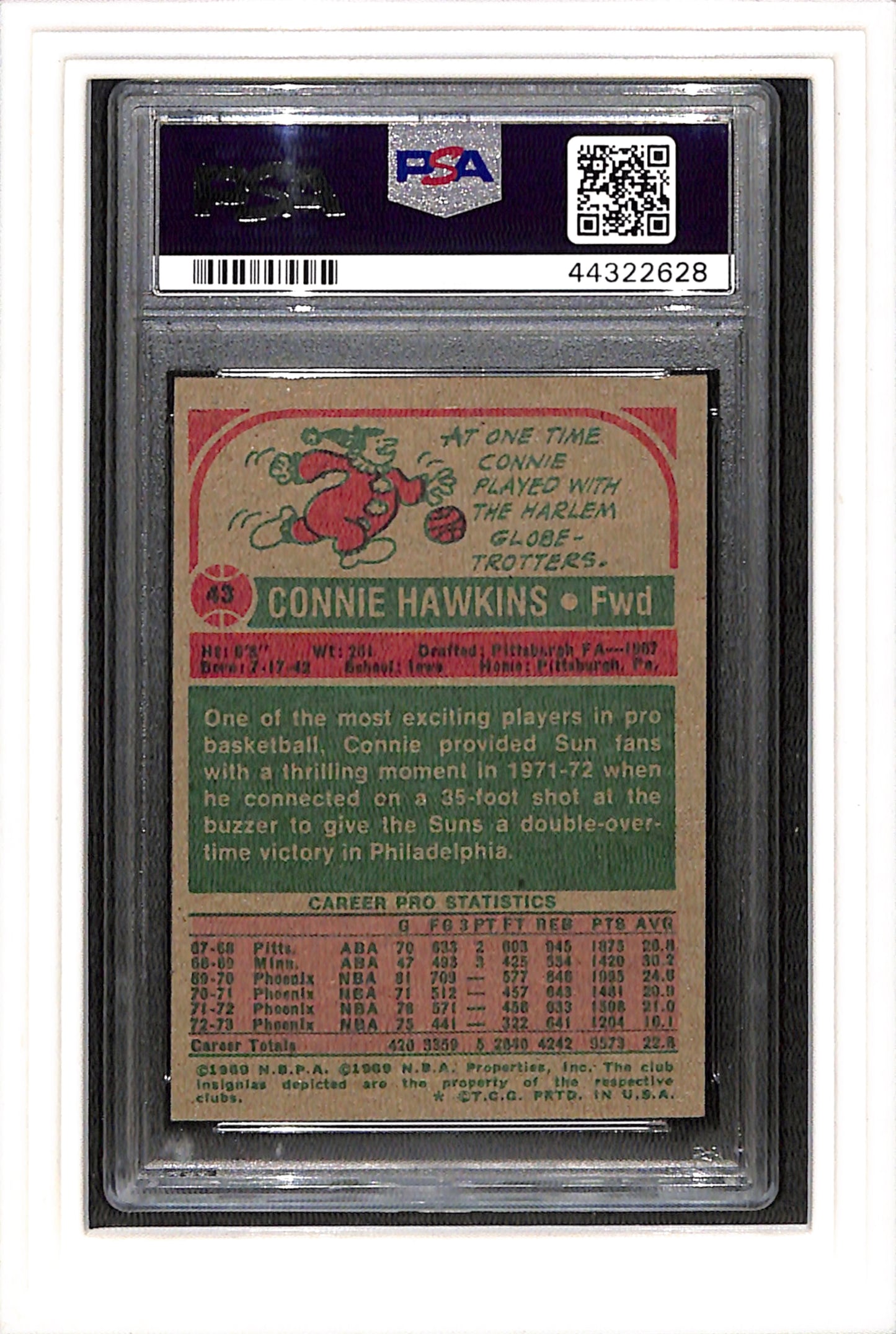 1973-74 Topps #43 Connie Hawkins PSA 7 SN 44322628