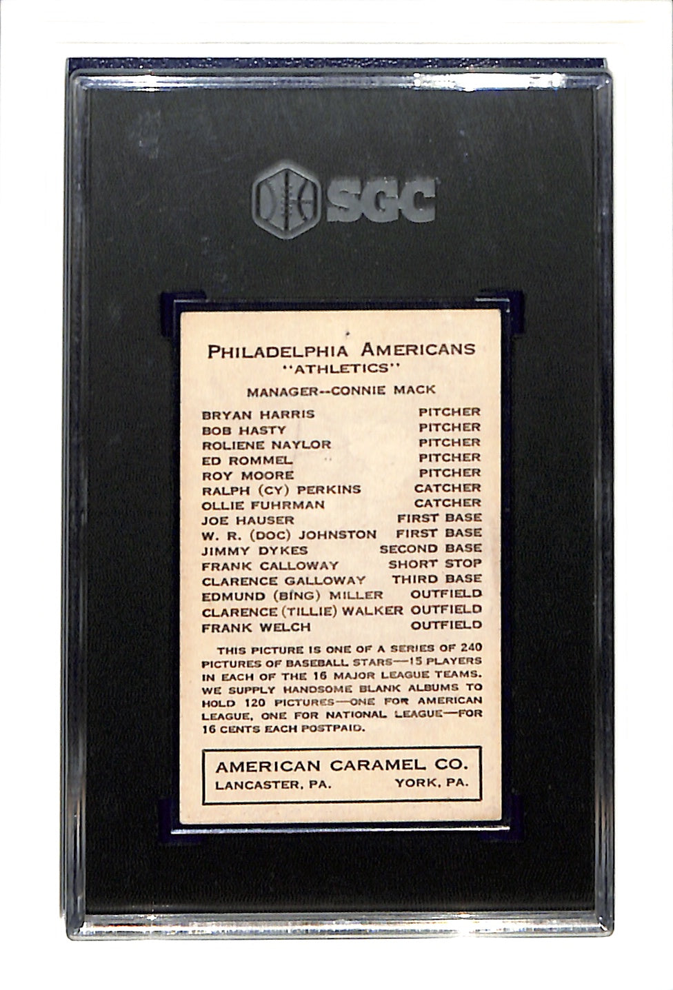 1922 E120 American Caramel Bing Miller SGC 1.5