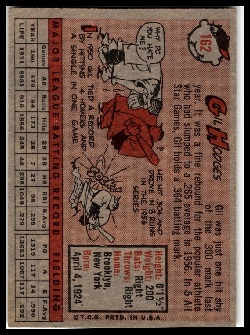 1958 Topps #162 Gil Hodges