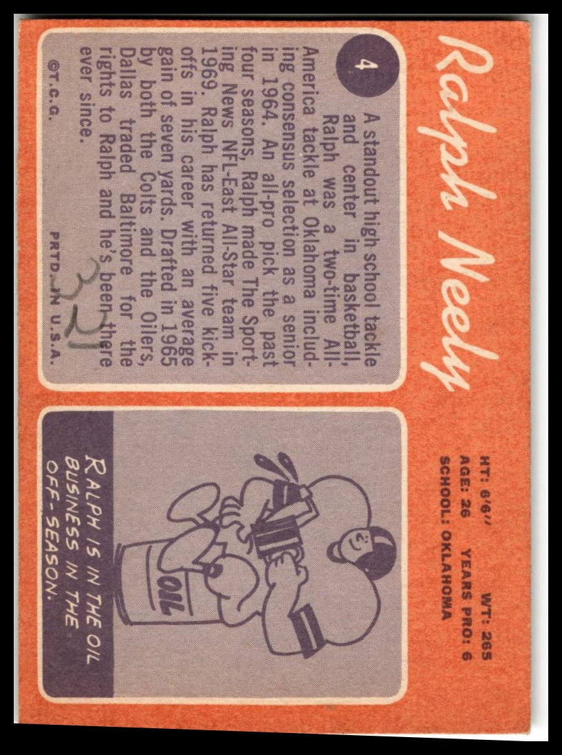 1970 Topps #4 Ralph Neely