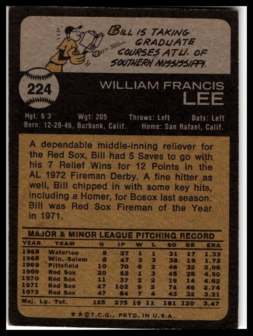 1973 Topps #224 Bill Lee
