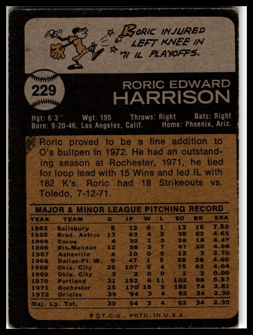 1973 Topps #229 Roric Harrison