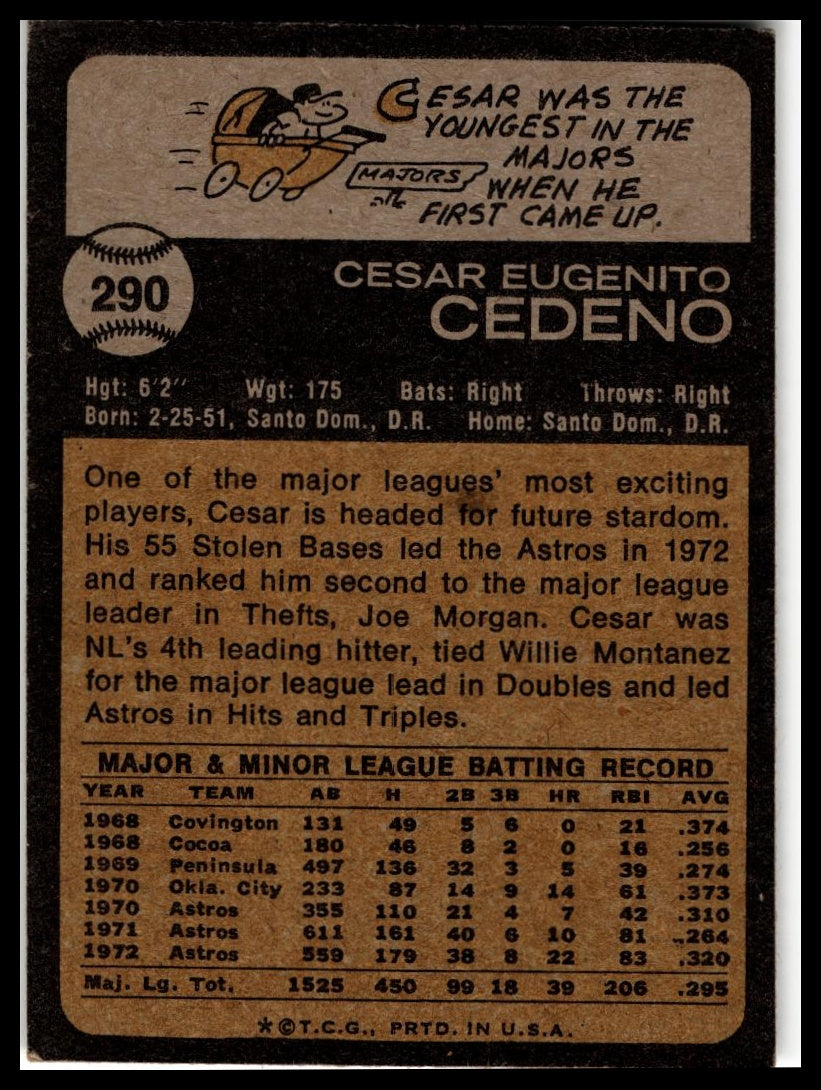 1973 Topps #290 Cesar Cedeno