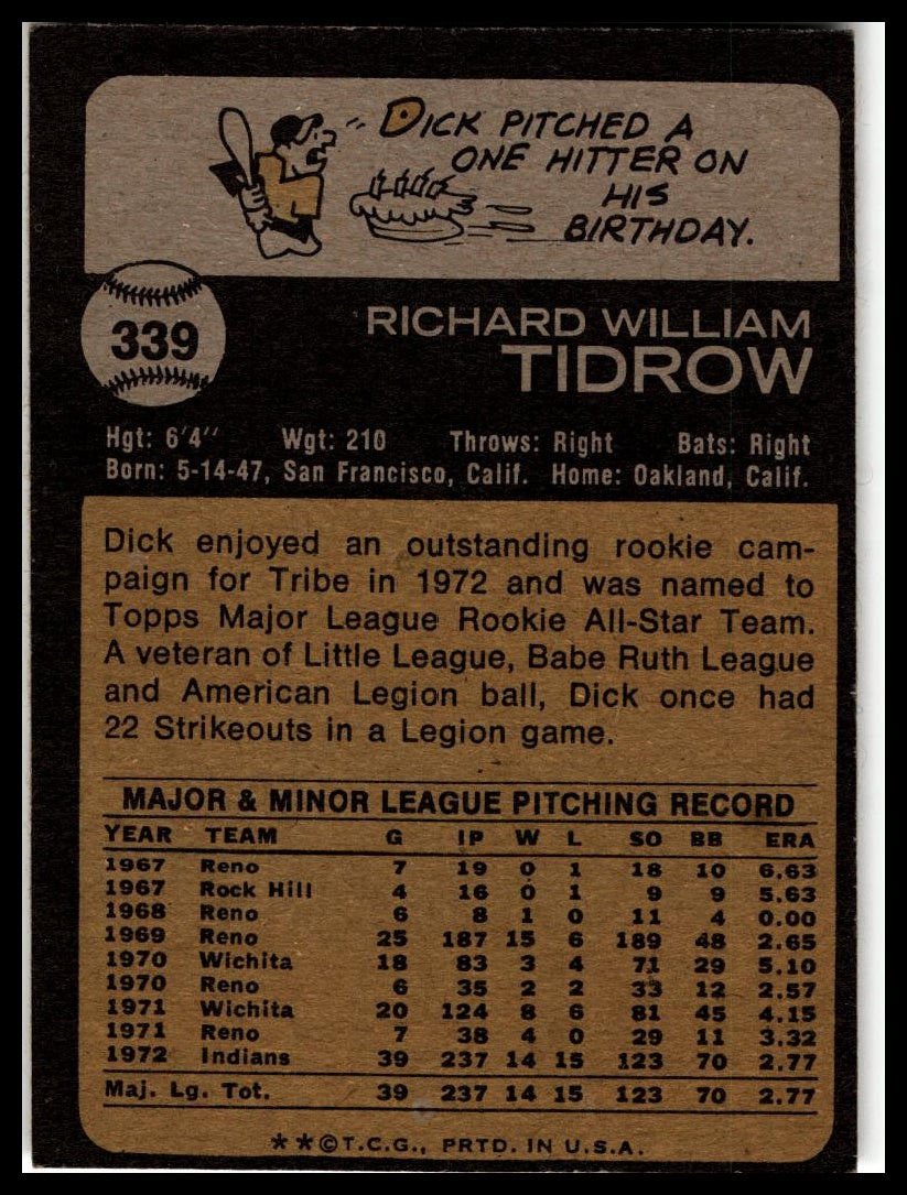 1973 Topps #339 Dick Tidrow