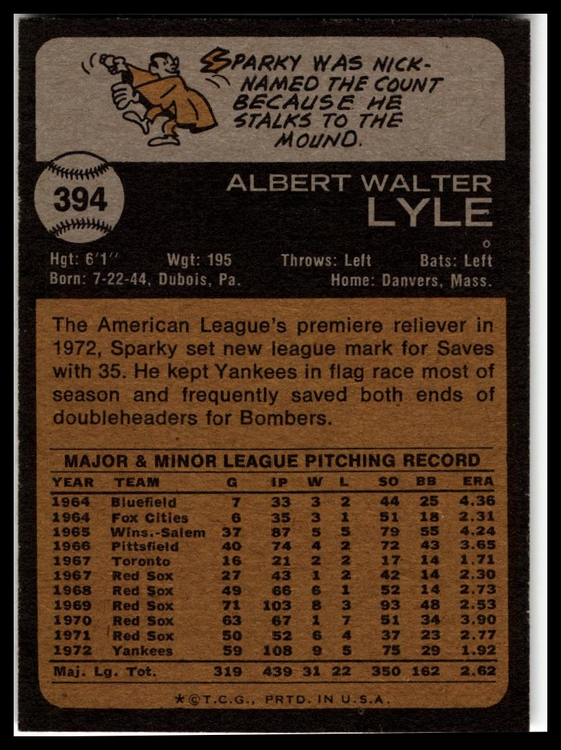 1973 Topps #394 Sparky Lyle