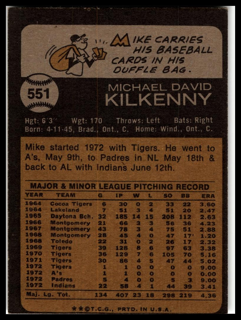 1973 Topps #551 Mike Kilkenny