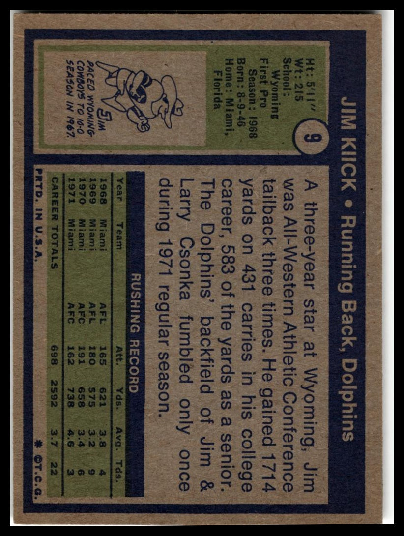 1972 Topps #9 Jim Kiick