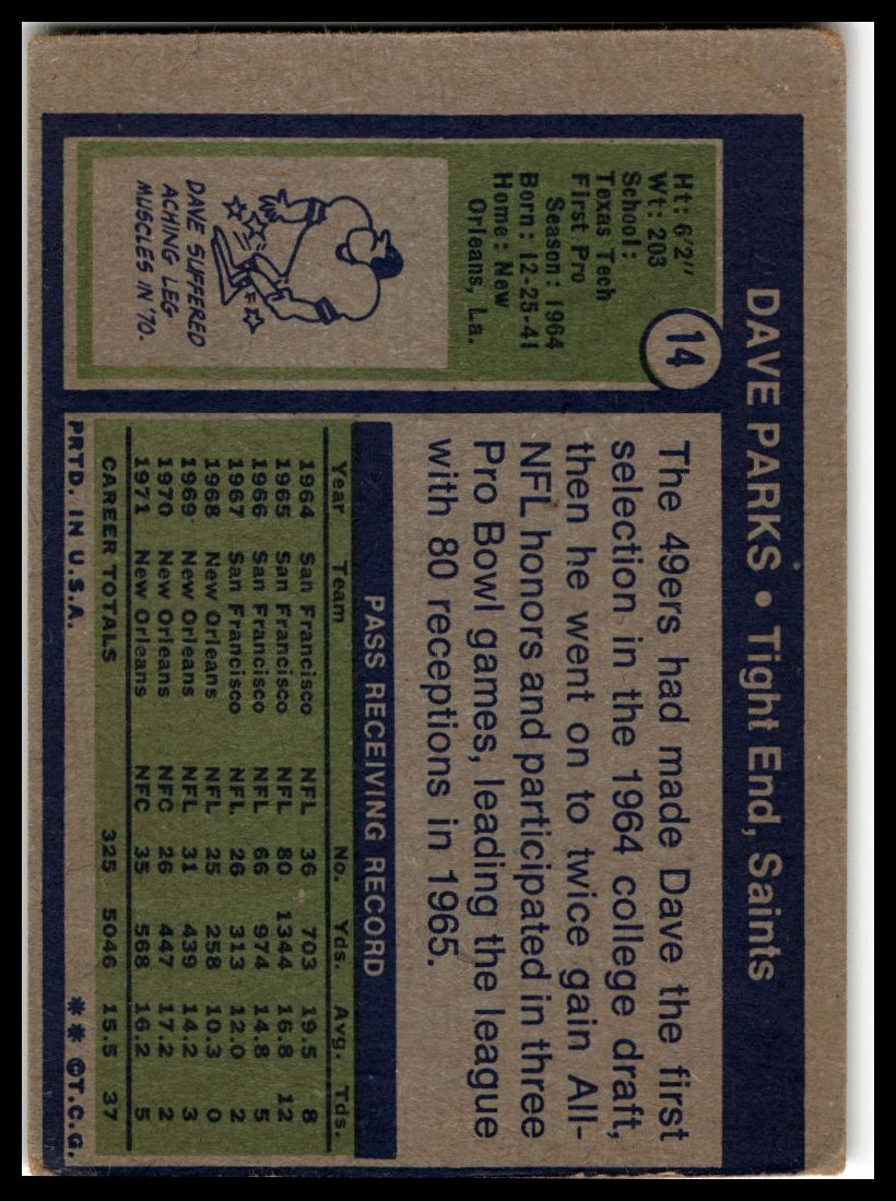 1972 Topps #14 Dave Parks