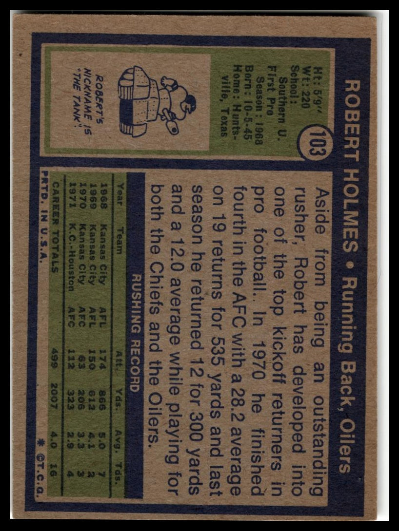 1972 Topps #103 Robert Holmes