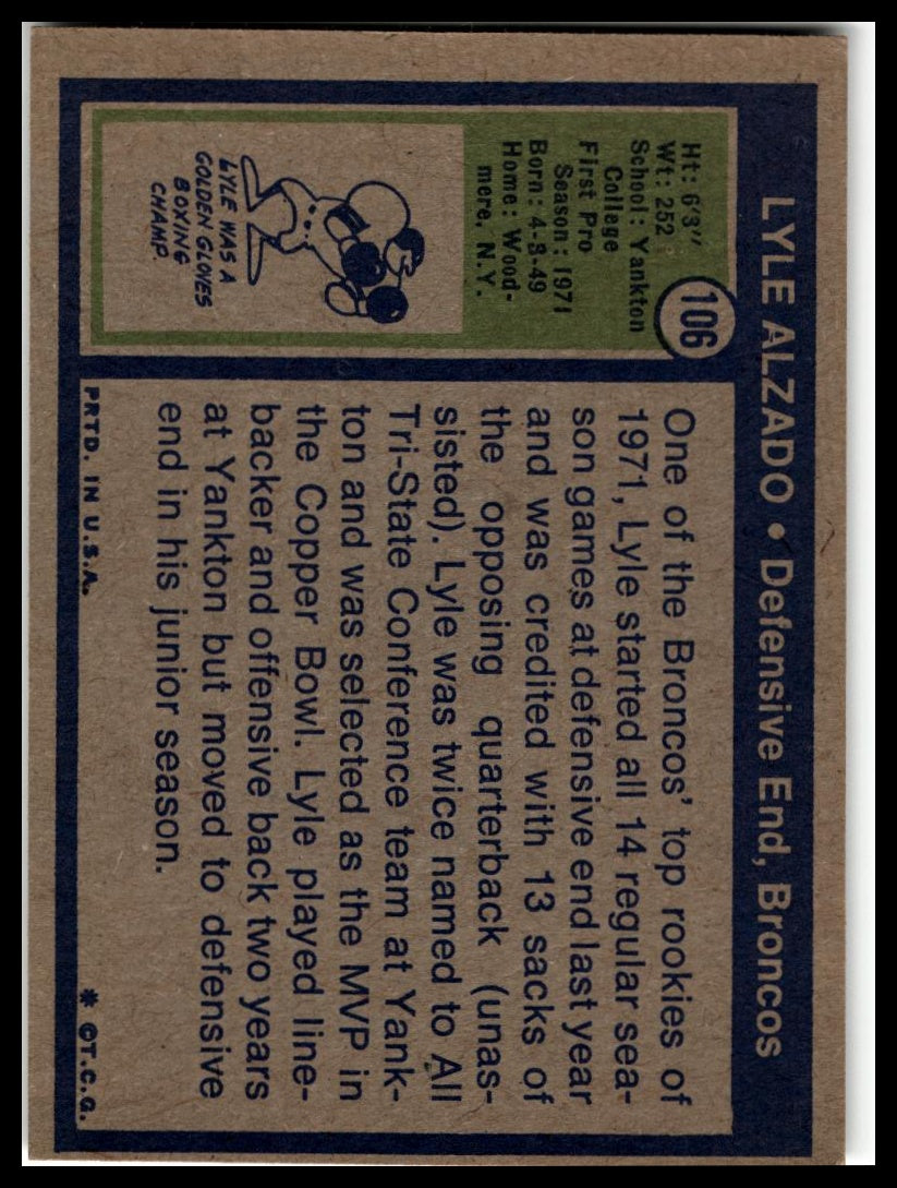 1972 Topps #106 Lyle Alzado