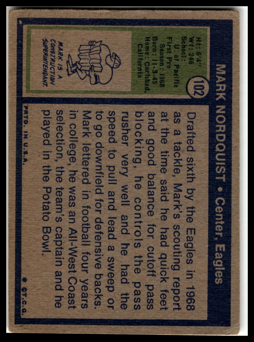 1972 Topps #102 Mark Nordquist