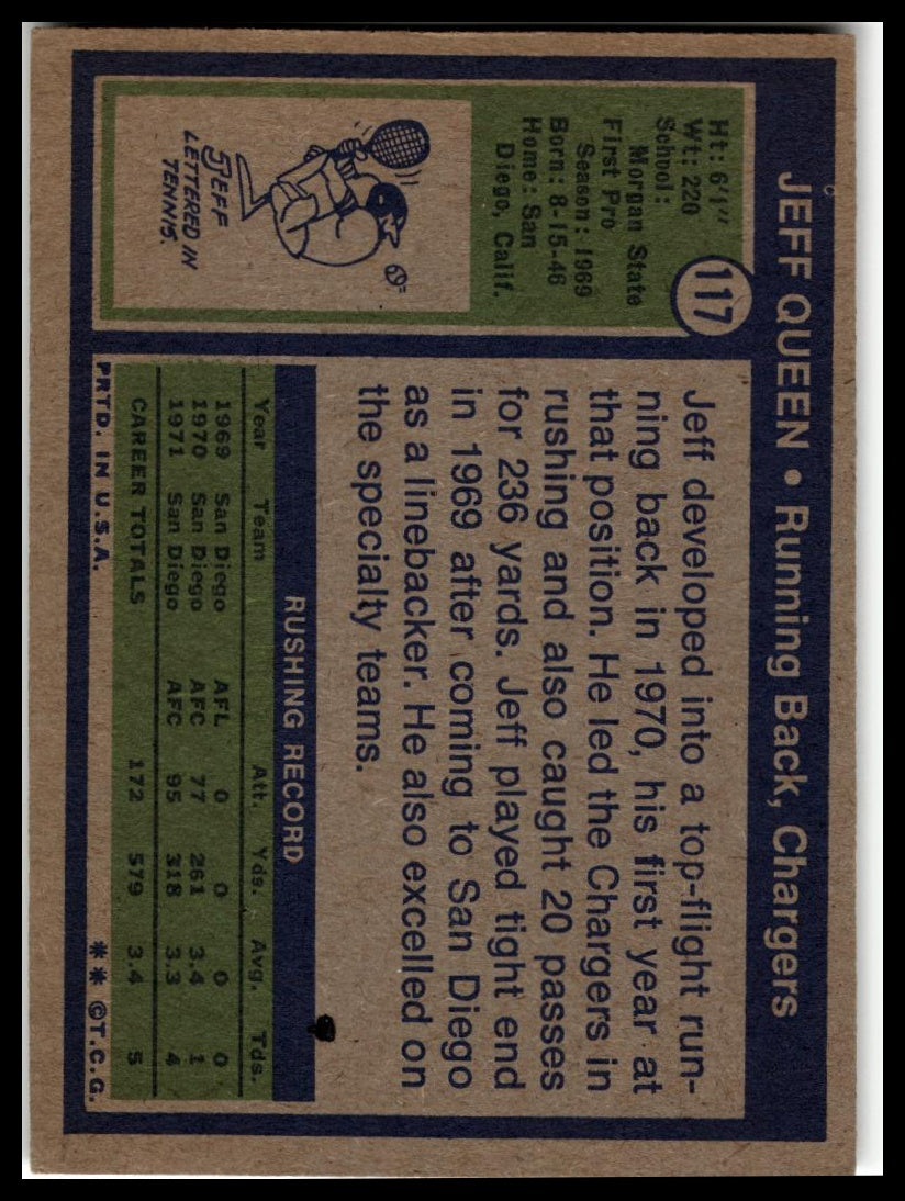 1972 Topps #117 Jeff Queen
