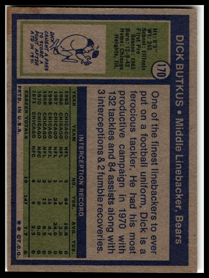 1972 Topps #170 Dick Butkus