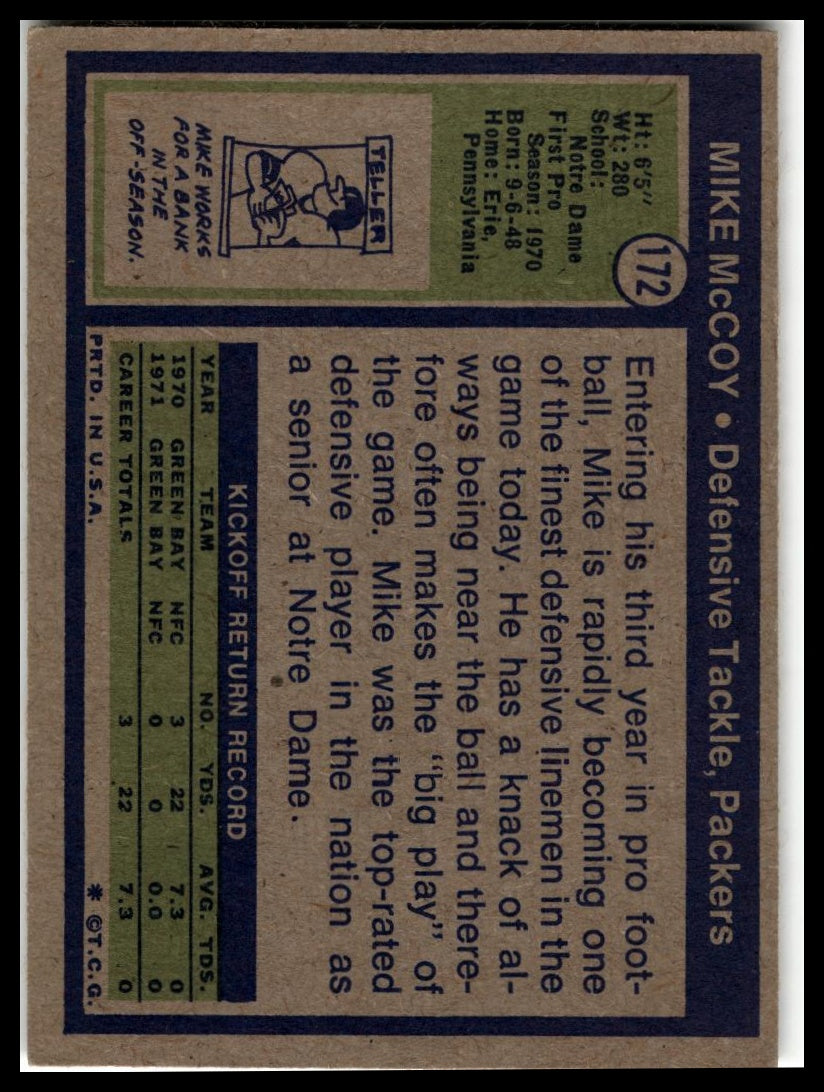 1972 Topps #172 Mike McCoy